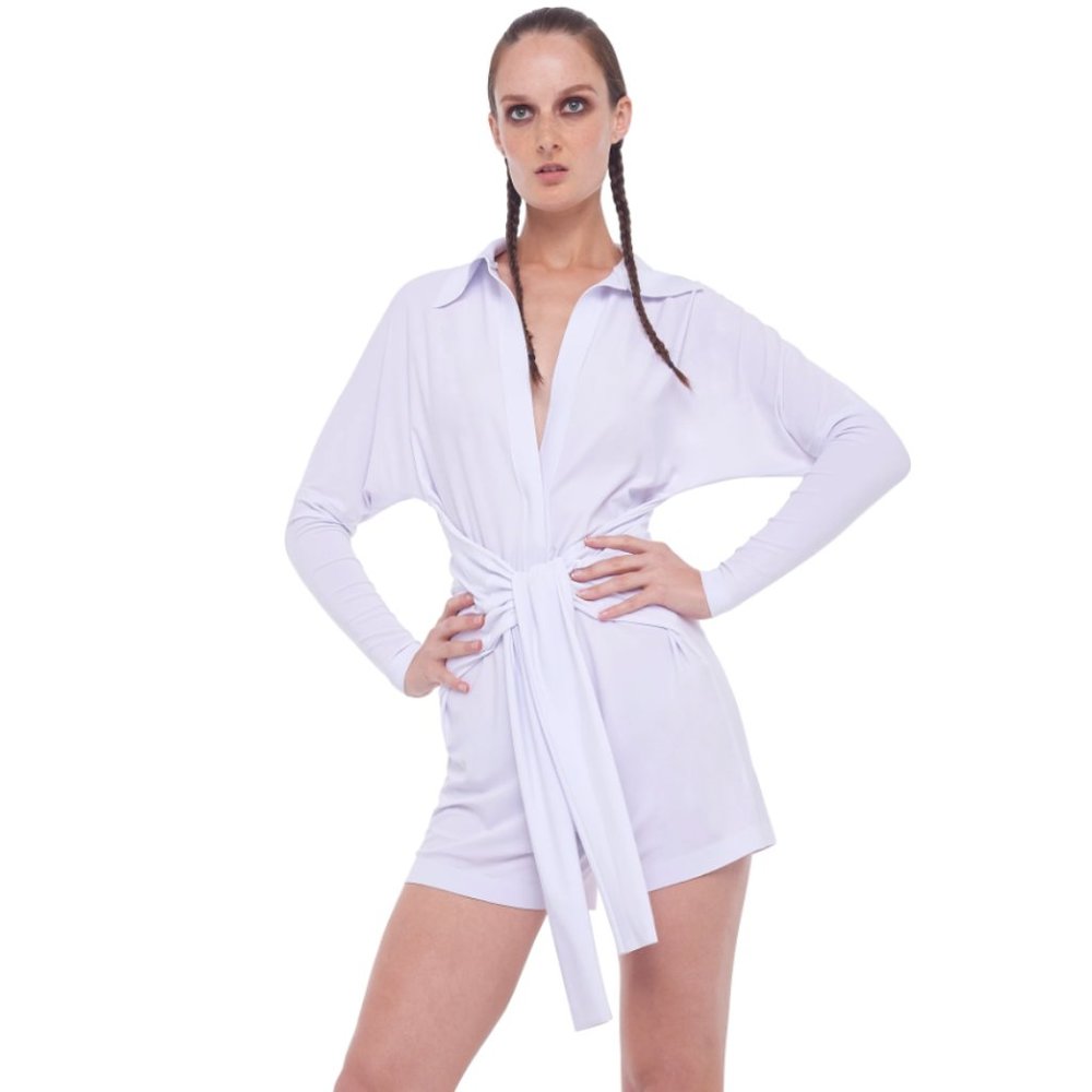 NWT Norma Kamali Tie Front Romper Jumpsuit Large
